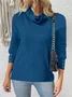 Women Plain Split Joint Winter Street Long Sleeve Turtleneck Sweater