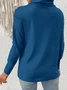 Women Plain Split Joint Winter Street Long Sleeve Turtleneck Sweater