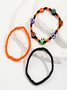 Hot Selling Orange Rice Beads Crystal Metal-plated Polymer Clay Pumpkin Skull Pendant Halloween Beaded Bracelet