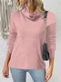 Women Plain Split Joint Winter Street Long Sleeve Turtleneck Sweater