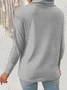 Women Plain Split Joint Winter Street Long Sleeve Turtleneck Sweater