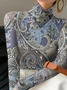 Women Paisley Long Sleeve Blouse Spring/Fall Printing Daily Casual Top