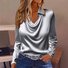 Women Plain Long Sleeve Shirt Spring/Fall Cowl Neck Party Casual Top