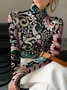 Women Floral Long Sleeve Blouse Spring/Fall Printing Daily Casual Top