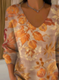 Women Maple Leaf Long Sleeve Tee T-shirt V Neck Printing Casual Spring/Fall Top