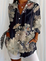 Women Floral Long Sleeve Shirt Spring/Fall Buckle Shirt Collar Regular Sleeve Daily Casual Top