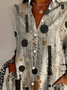 Women Abstract Long Sleeve Shirt Spring/Fall Buckle Shirt Collar Regular Sleeve Daily Casual Top