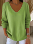 Women Plain Long Sleeve Tee T-shirt V Neck Printing Casual Spring/Fall Top