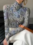 Women Paisley Long Sleeve Blouse Spring/Fall Printing Daily Casual Top