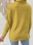 Women Plain Split Joint Winter Street Long Sleeve Turtleneck Sweater