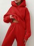 Women Plain Split Joint Two-Piece Set Daily Long Sleeve Casual Spring/Fall Top With Pants Matching Set