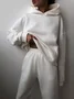 Women Plain Split Joint Two-Piece Set Daily Long Sleeve Casual Spring/Fall Top With Pants Matching Set