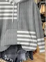 Women Striped Spring/Fall Printing Long Sleeve Casual Daily Hoodie