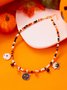 Halloween Necklace Funny Pumpkin Ghost Cat Pendant Horror Contrast Color Rice Bead Necklace Clavicle Chain