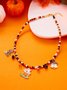 Halloween Necklace Funny Pumpkin Ghost Cat Pendant Horror Contrast Color Rice Bead Necklace Clavicle Chain