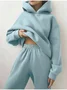 Women Plain Split Joint Two-Piece Set Daily Long Sleeve Casual Spring/Fall Top With Pants Matching Set