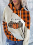 Women Plaid Spring/Fall Printing Long Sleeve Casual Daily Hoodie