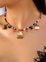 Halloween Necklace Funny Pumpkin Ghost Cat Pendant Horror Contrast Color Rice Bead Necklace Clavicle Chain