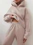 Women Plain Split Joint Two-Piece Set Daily Long Sleeve Casual Spring/Fall Top With Pants Matching Set