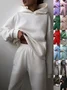 Women Plain Split Joint Two-Piece Set Daily Long Sleeve Casual Spring/Fall Top With Pants Matching Set