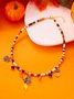 Halloween Necklace Funny Pumpkin Ghost Cat Pendant Horror Contrast Color Rice Bead Necklace Clavicle Chain