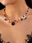 Halloween Necklace Funny Pumpkin Ghost Cat Pendant Horror Contrast Color Rice Bead Necklace Clavicle Chain