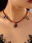 Halloween Necklace Funny Pumpkin Ghost Cat Pendant Horror Contrast Color Rice Bead Necklace Clavicle Chain