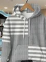Women Striped Spring/Fall Printing Long Sleeve Casual Daily Hoodie