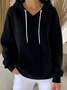 Women Plain Spring/Fall Printing Long Sleeve Casual Daily Hoodie