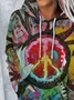 Women Abstract Spring/Fall Printing Long Sleeve Casual Daily Hoodie
