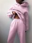 Women Plain Split Joint Two-Piece Set Daily Long Sleeve Casual Spring/Fall Top With Pants Matching Set
