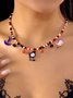 Halloween Necklace Funny Pumpkin Ghost Cat Pendant Horror Contrast Color Rice Bead Necklace Clavicle Chain