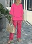 Women Striped Bell Sleeve Two-Piece Set Holiday Three Quarter Sleeve Vintage Spring/Fall Top With Pants Matching Set