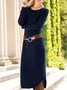 Women Plain Long Sleeve Spring/Fall Dress Crew Neck Daily Casual Midi T-Shirt Dress A-Line Dress
