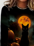 Women Cat Long Sleeve Tee T-shirt Crew Neck Printing Casual Spring/Fall Graphic Tee Top