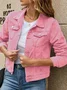 Women Spring/Fall Outerwear Vintage Split Joint Plain Long Sleeve Stand Collar Jacket