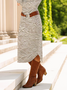 Women Floral Long Sleeve Spring/Fall Dress Crew Neck Daily Casual Midi T-Shirt Dress A-Line Dress