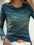 Women Abstract Long Sleeve Tee T-shirt Crew Neck Printing Casual Spring/Fall Graphic Tee Top