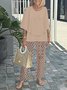 Women Striped Bell Sleeve Two-Piece Set Holiday Three Quarter Sleeve Vintage Spring/Fall Top With Pants Matching Set