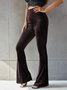 Women Plain Long Elastic Waist Pants Vintage Spring/Fall Trousers
