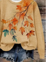 Women Maple Leaf Crew Neck Printing Casual Spring/Fall Long Sleeve Sweatshirt