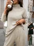 Women Plain Split Joint Two-Piece Set Daily Long Sleeve Casual Spring/Fall Top With Pants Matching Set