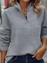 Women Plain Mock Neck Split Joint Vintage Spring/Fall Long Sleeve Sweatshirt