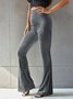 Women Plain Long Elastic Waist Pants Vintage Spring/Fall Trousers