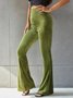 Women Plain Long Elastic Waist Pants Vintage Spring/Fall Trousers