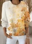 Women Gradient Pattern Winter Vintage Long Sleeve Crew Neck Sweater