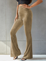 Women Plain Long Elastic Waist Pants Vintage Spring/Fall Trousers