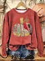 Women Halloween (pumpkin) Crew Neck Printing Casual Spring/Fall Long Sleeve Sweatshirt