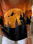 Women Halloween Long Sleeve Tee T-shirt V Neck Printing Casual Spring/Fall Top