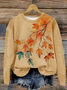 Women Maple Leaf Crew Neck Printing Casual Spring/Fall Long Sleeve Sweatshirt